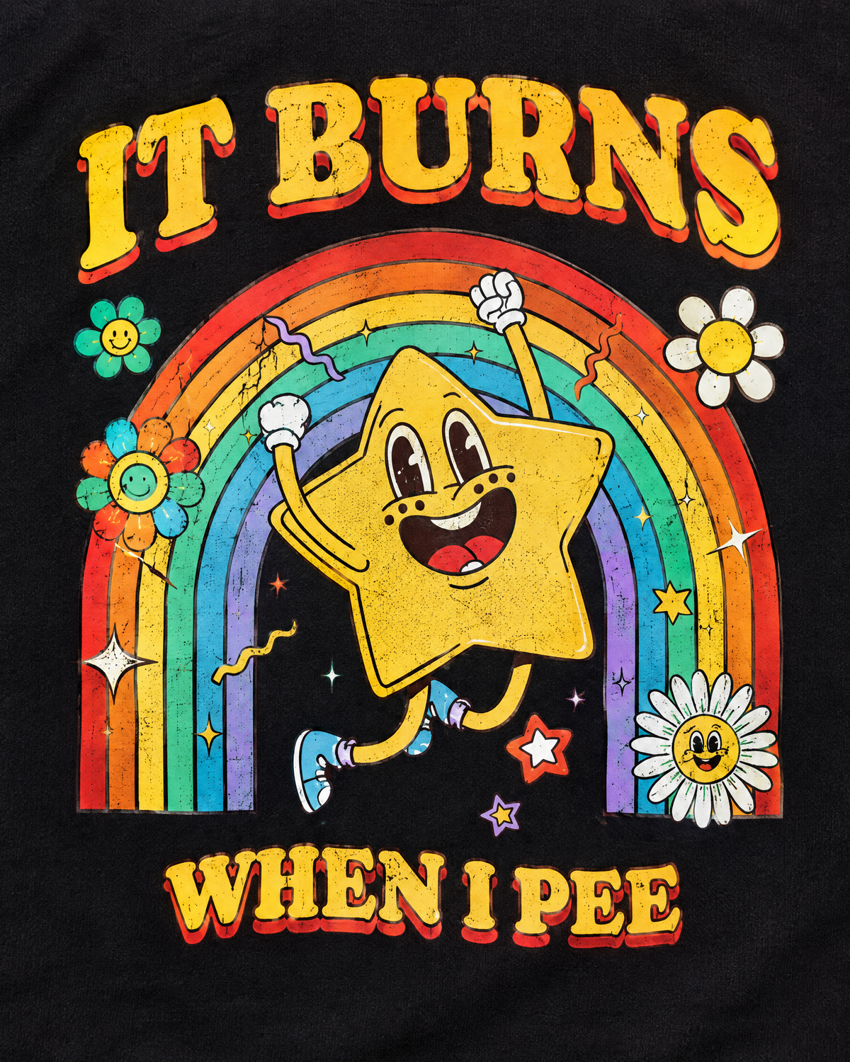It Burns When I Pee tee - print close-up