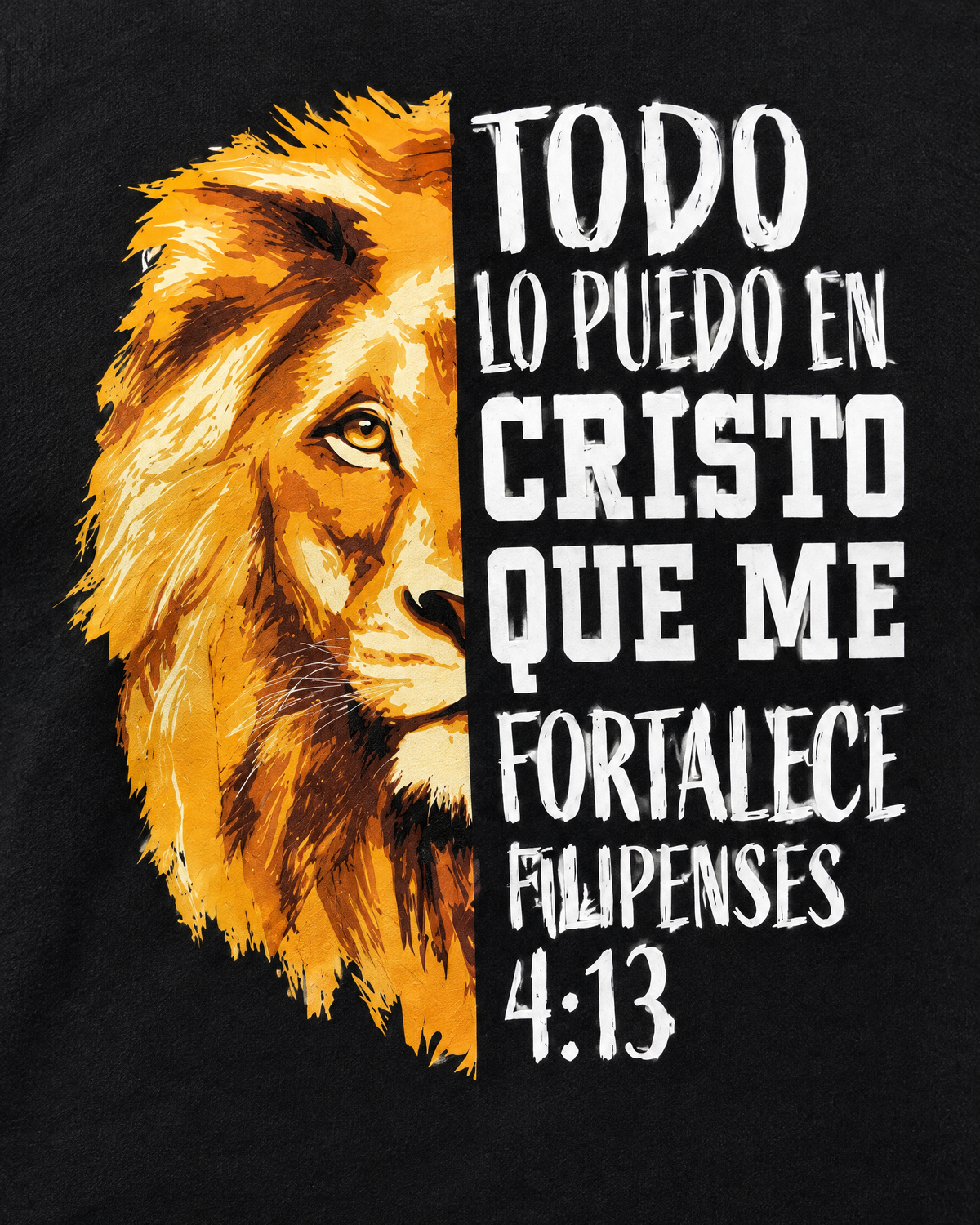 Philippians 4:13 Spanish tee - print close-up